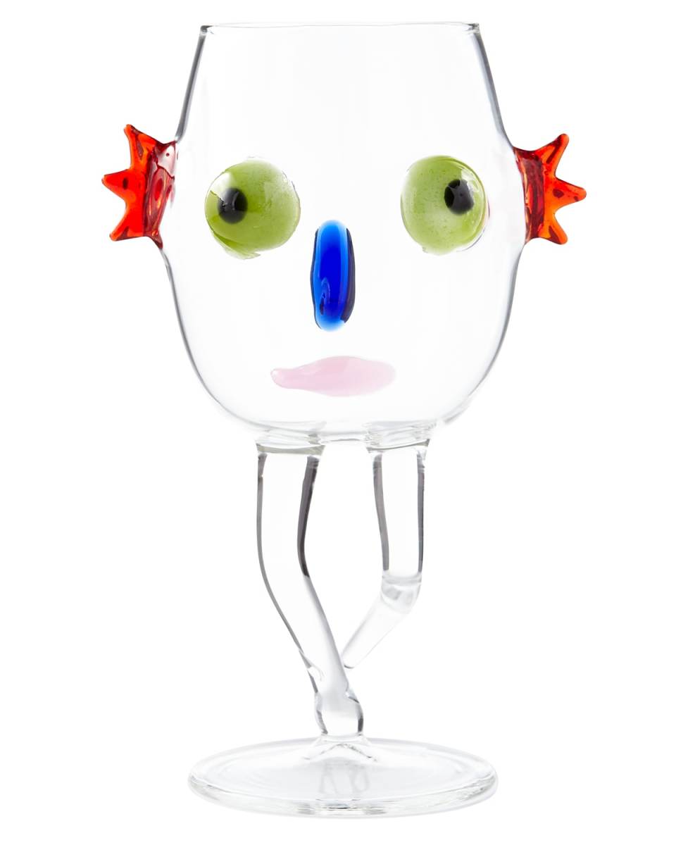 Blues Face Drinking Glass, Green/Black