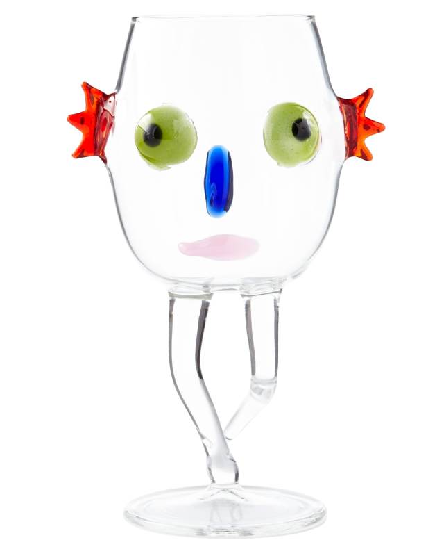Blues Face Drinking Glass, Green/Black