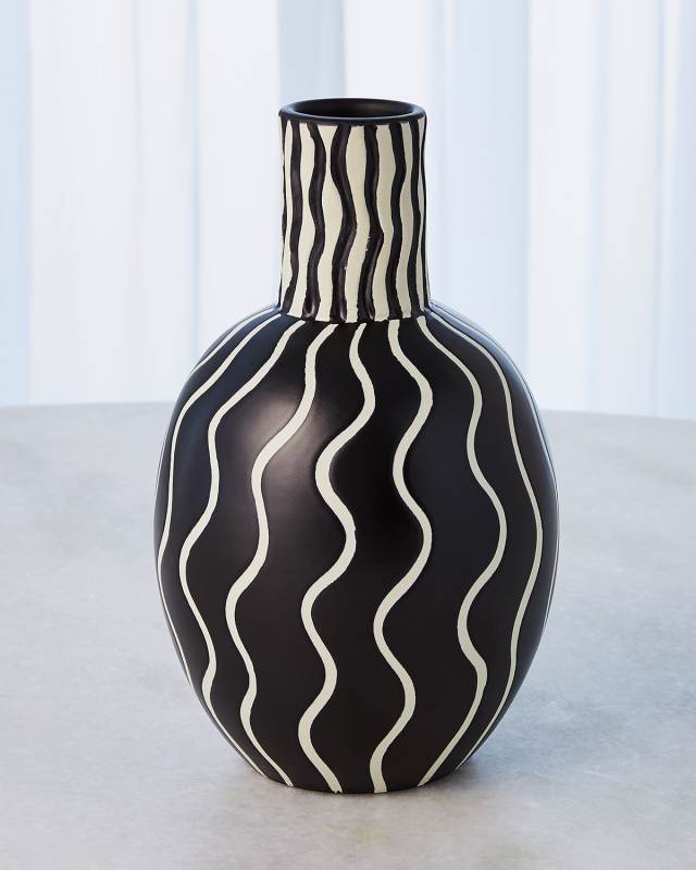 Graphic Gourd Vase, Black/White
