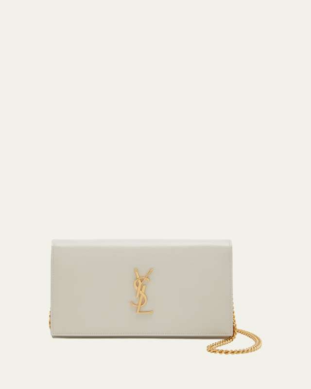 Kate Medium YSL Wallet on Chain in Croc Embossed Leather