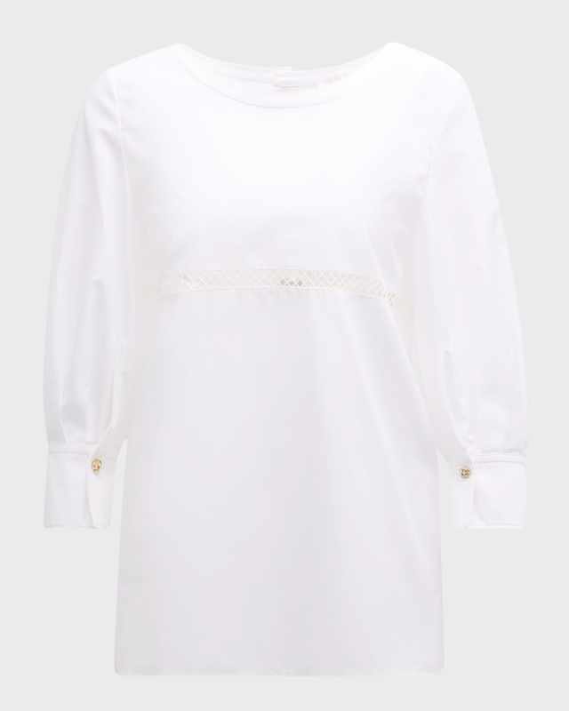 x High Summer Poplin Blouse with Netted Detailing