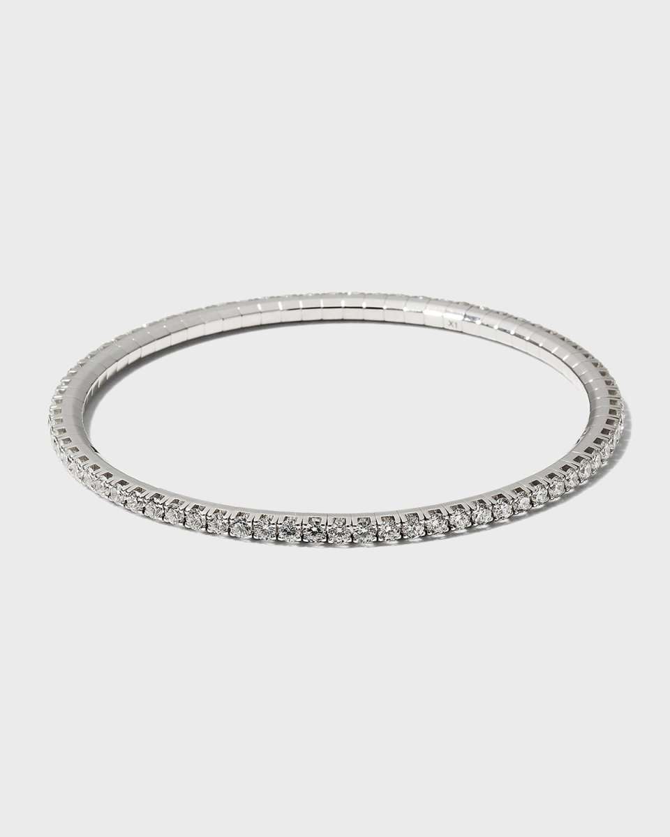 White Gold Stretch Diamond Tennis Bracelet, 3.35tcw
