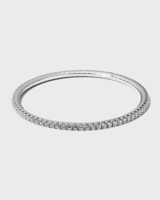 White Gold Stretch Diamond Tennis Bracelet, 3.35tcw