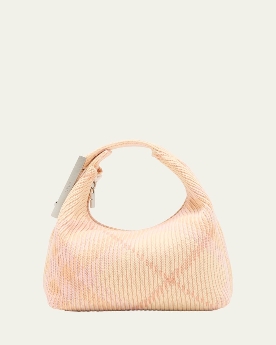 Check Knitted Top-Handle Bag
