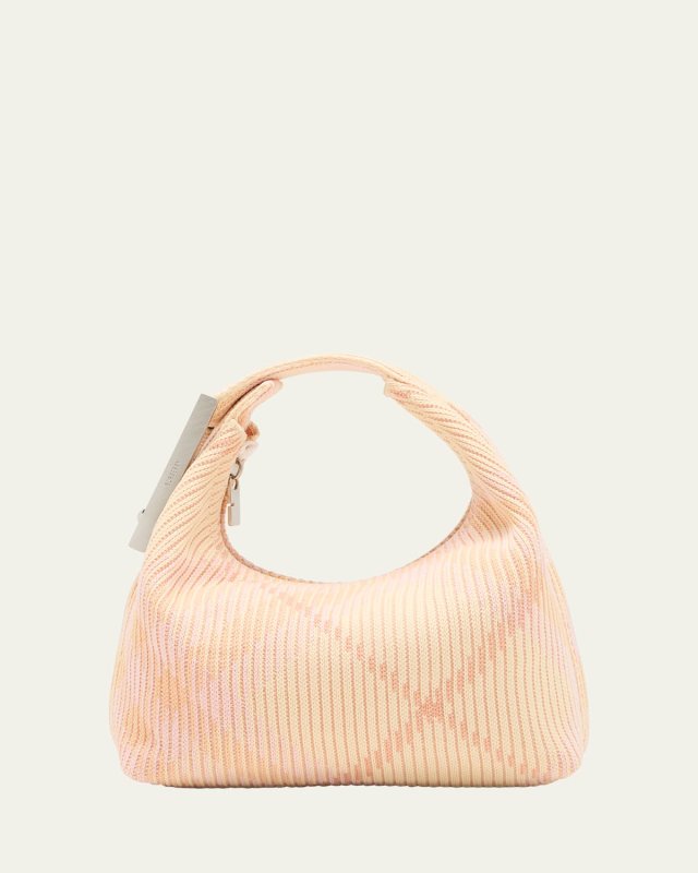 Check Knitted Top-Handle Bag