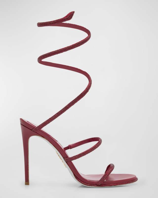 Strass Snake-Wrap Cocktail Sandals