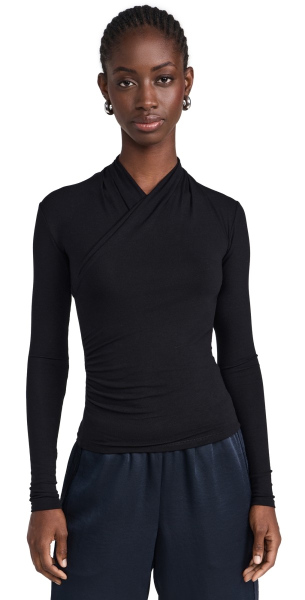 Vince Fixed Wrap Top Black