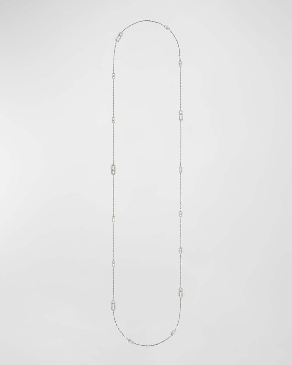 Move Uno 18K White Gold Long Diamond Necklace