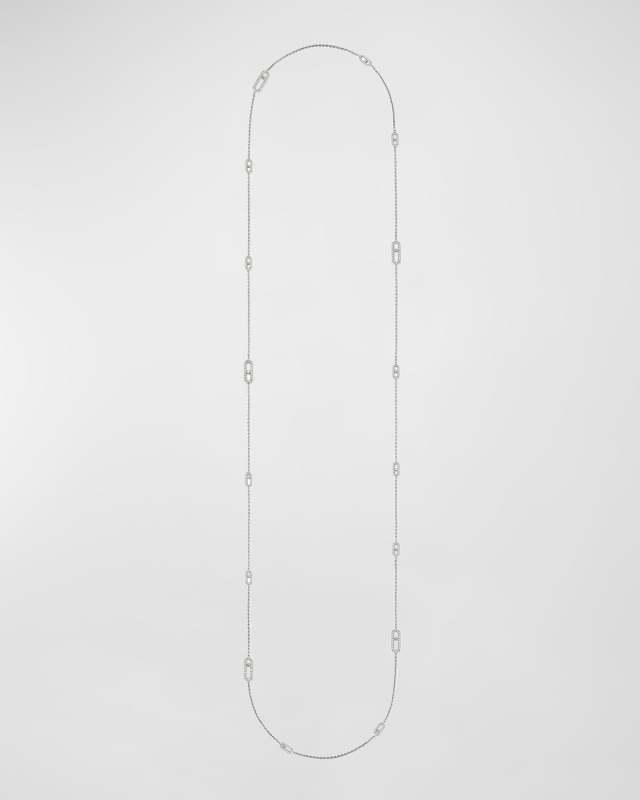 Move Uno 18K White Gold Long Diamond Necklace