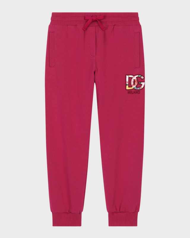 Girl's Floral Embroidered Logo-Print Joggers, Size 4-