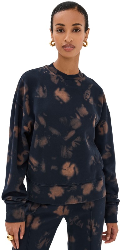 Bite Studios Tie-Dye Print Cotton Sweater Navy