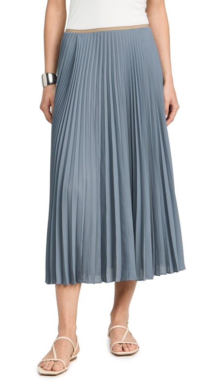 Vince Draped Pleated Skirt Lake Stone