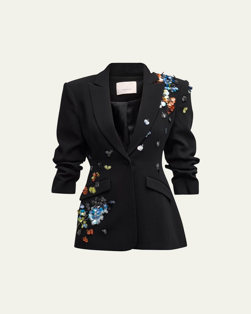 Cheyenne Sequin Flower Scrunched Blazer