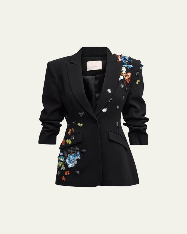Cheyenne Sequin Flower Scrunched Blazer