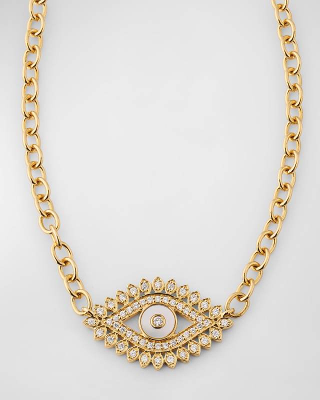 14K Evil Eye Marquise Charm Necklace