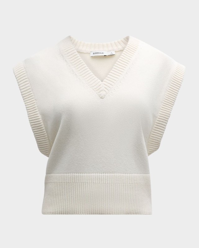 Erin Cotton-Blend V-Neck Sweater Vest