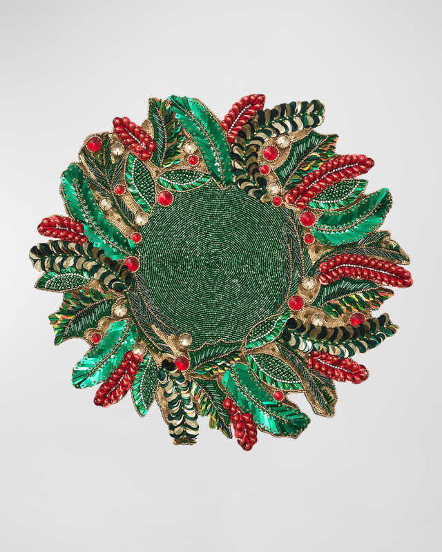 Holly and Sprig Beaded Placemat