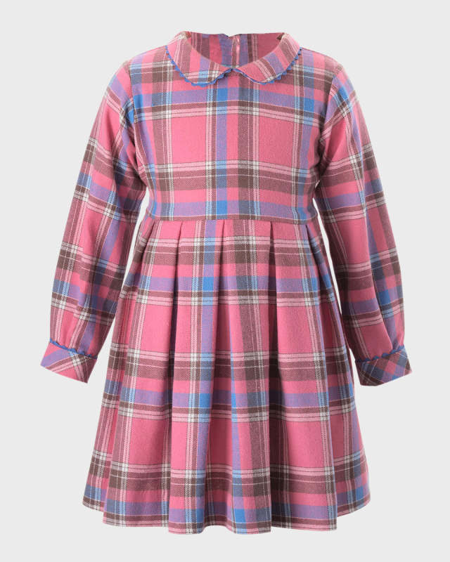 Girl's Check-Print Pleated Dress, Size 2-10