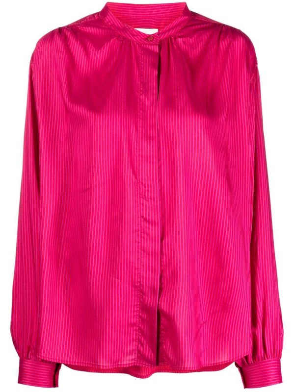 striped band-collar shirt