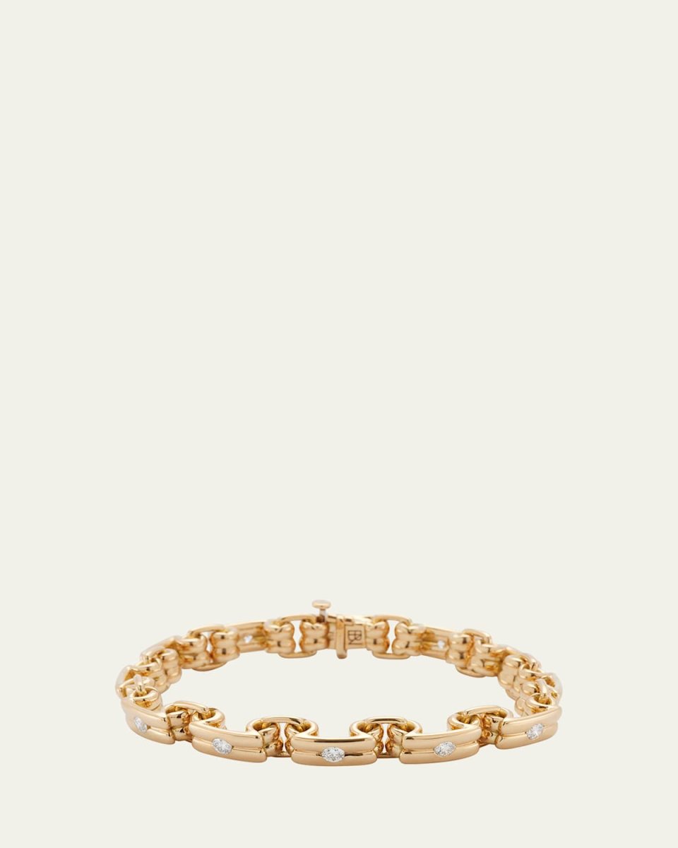 18K Yellow Gold Narrow Link Diamond Bracelet
