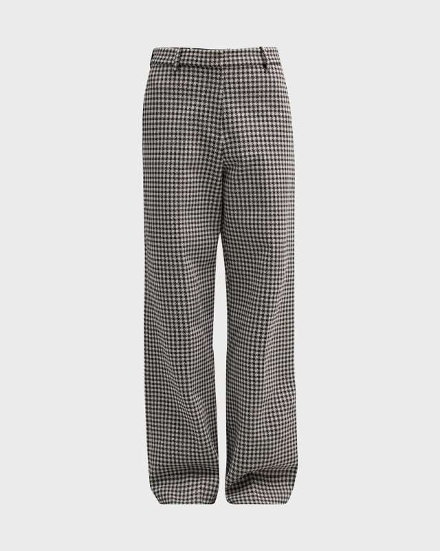 High-Rise Gingham Straight-Leg Trousers