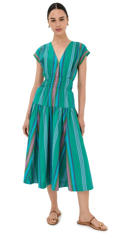 Figue Clarette Dress Ballpark Stripe Spring Green