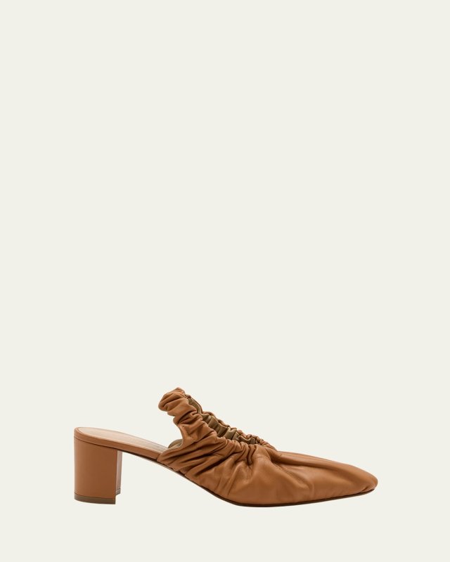 Alia Ruched Leather Slingback Pumps
