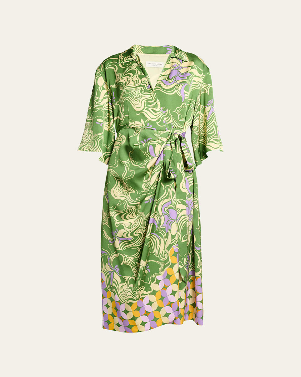 Dakola Printed Wrap Midi Dress