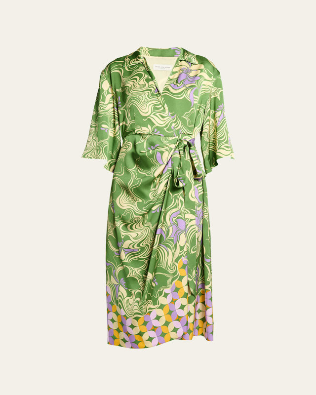 Dakola Printed Wrap Midi Dress