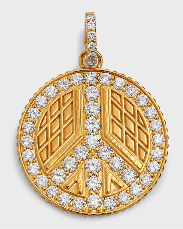 20K Diamond Peace Sign Pendant