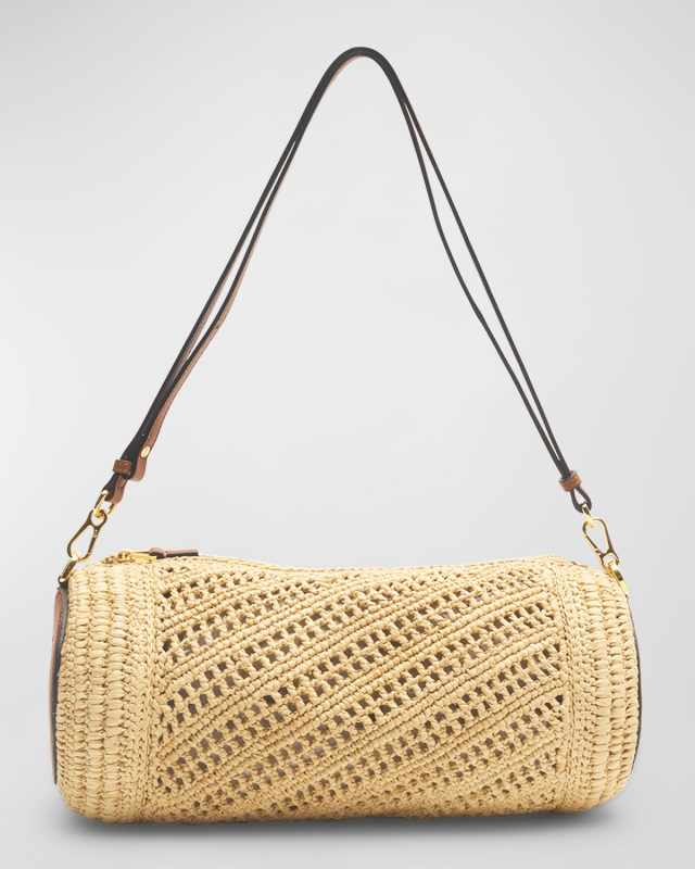 x Paula's Ibiza Bracelet Pouch in Raffia with Leather Strap