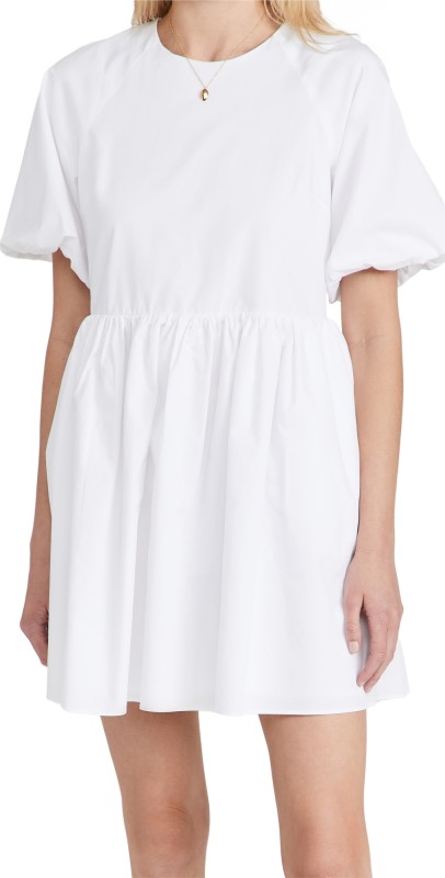 English Factory Short Balloon Sleeve Mini Dress White