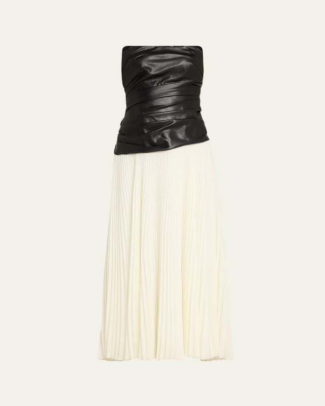 Arie Strapless Bustier Combo Midi Dress