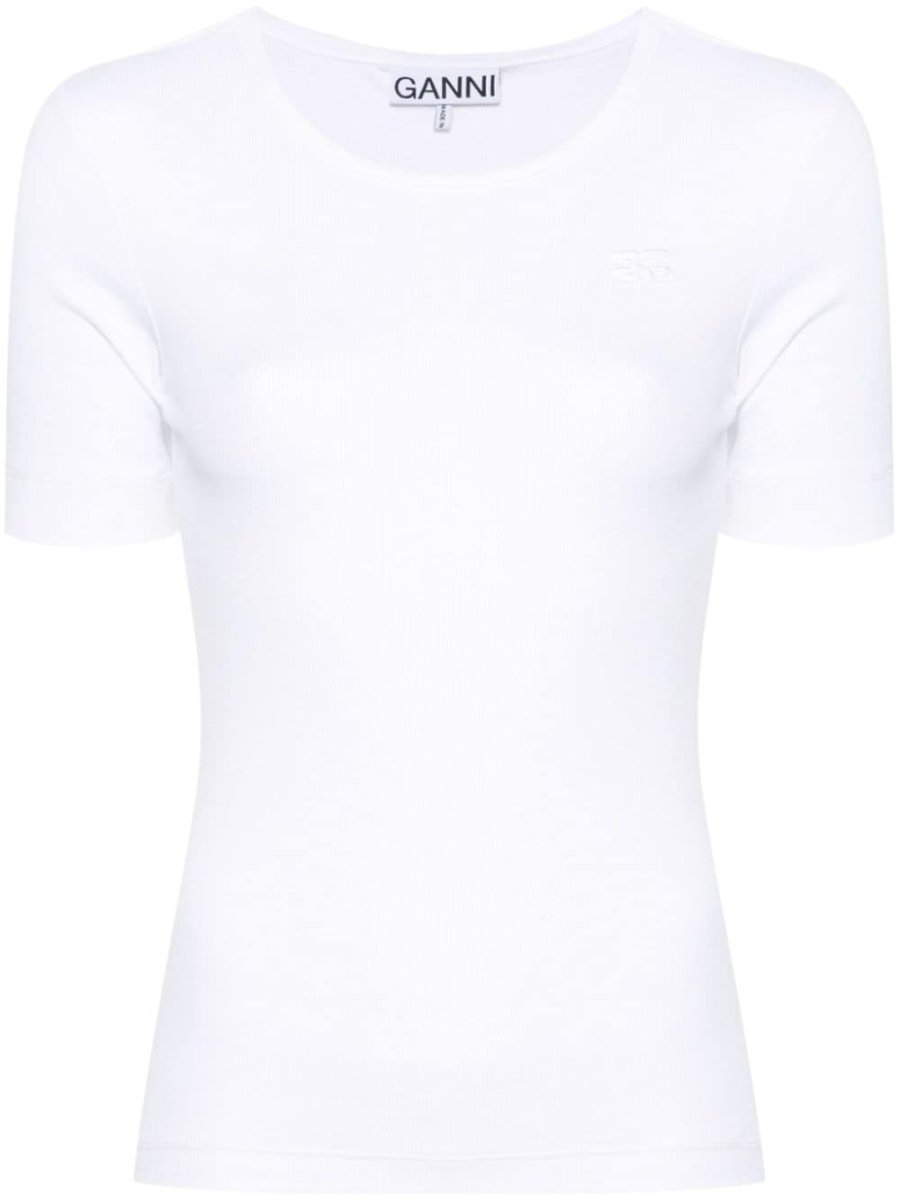 logo-embroidered ribbed T-shirt