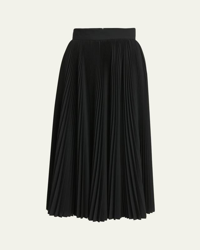 Pleated Midi Wool Skirt