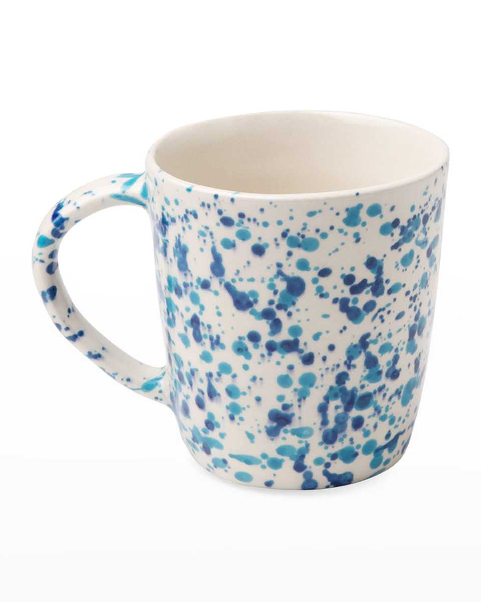 Sconset Mixed Blue Spongeware Mugs, Set of 4