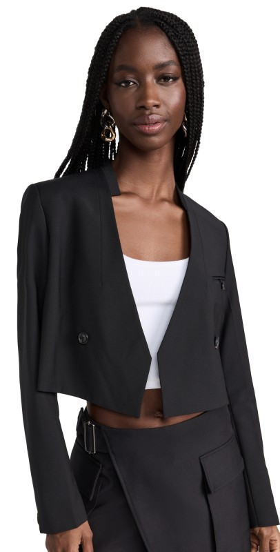 Helmut Lang Crop Wool Blazer Black