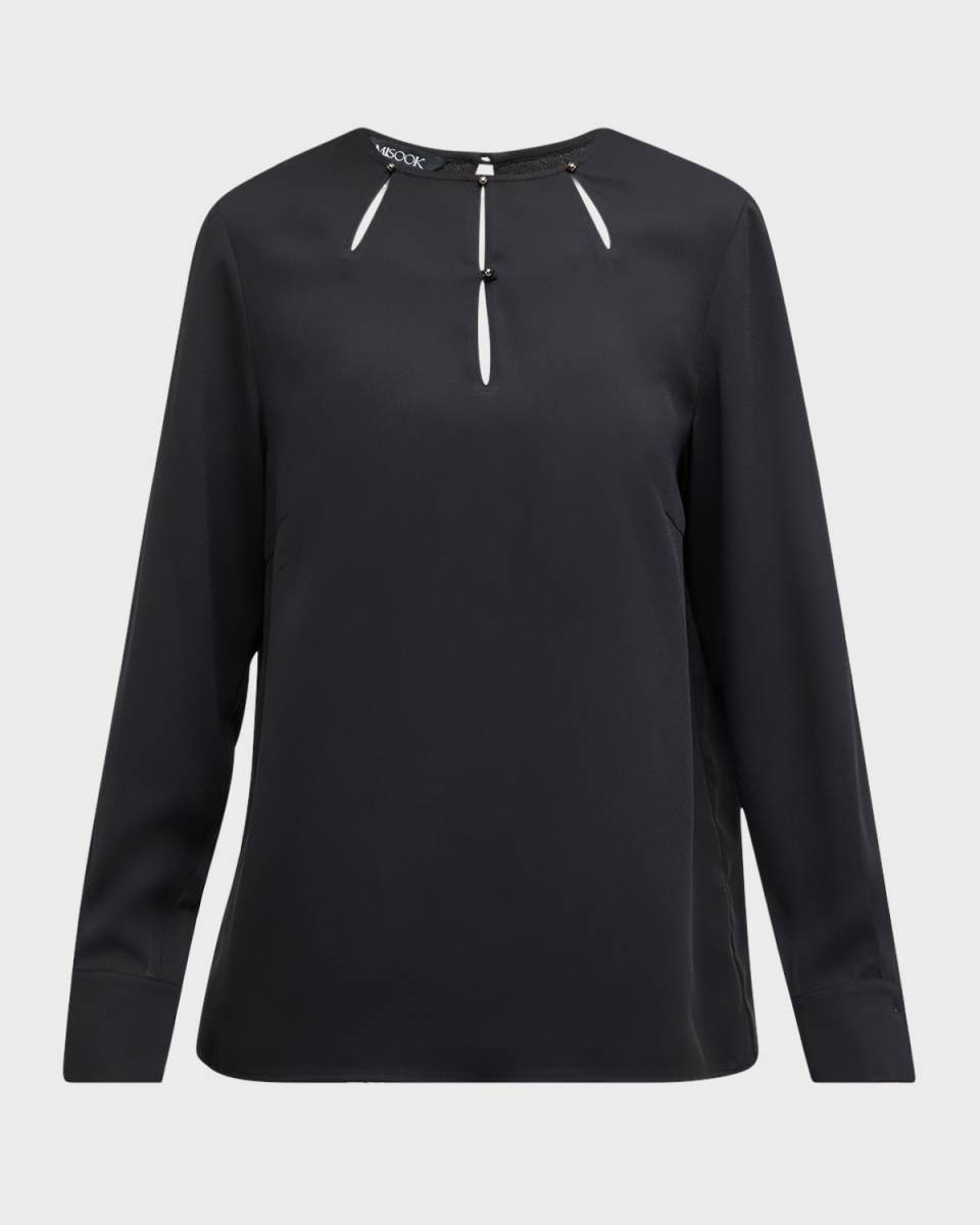 Cutout Crepe De Chine Blouse