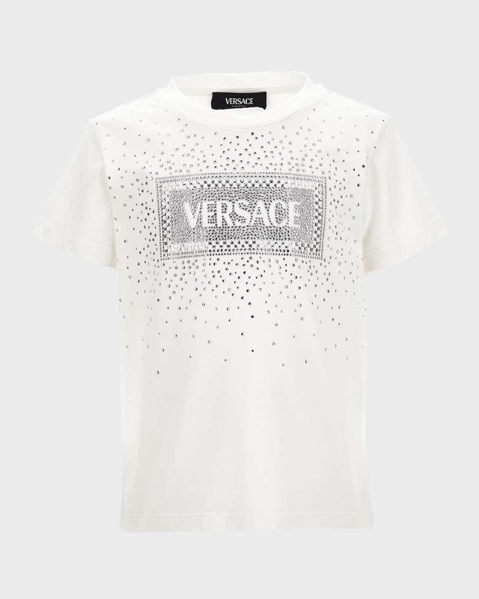 Girl's Bedazzled Logo-Print T-Shirt, Size 4-