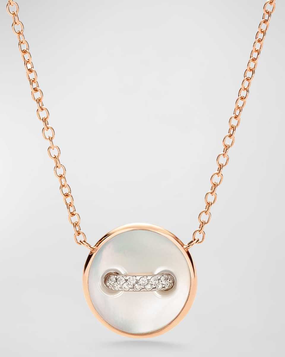 18K Rose Gold Dot Mother of Pearl Pendant Necklace