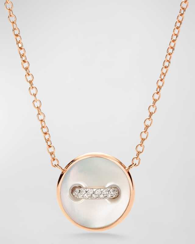 18K Rose Gold Dot Mother of Pearl Pendant Necklace