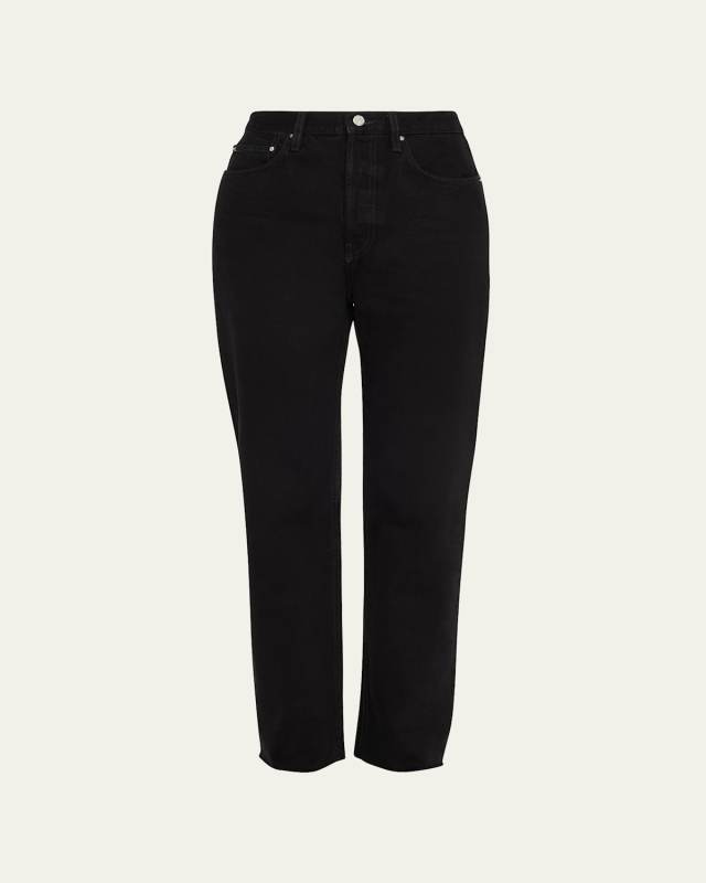 Classic-Cut Frayed Denim Pants