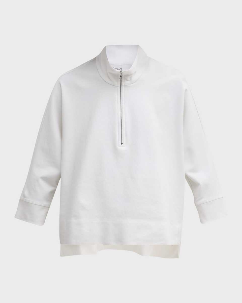 Side-Slits Quarter-Zip Caftan Top