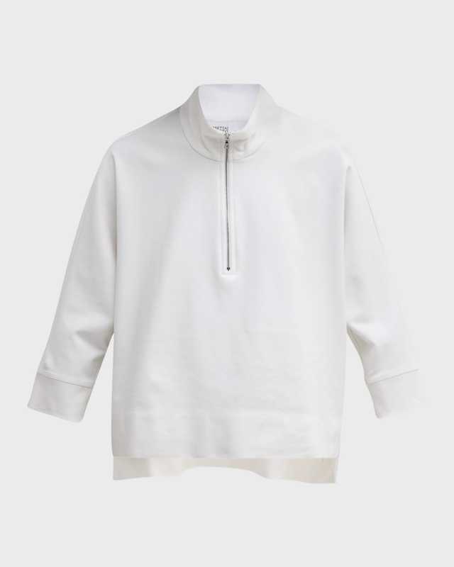Side-Slits Quarter-Zip Caftan Top