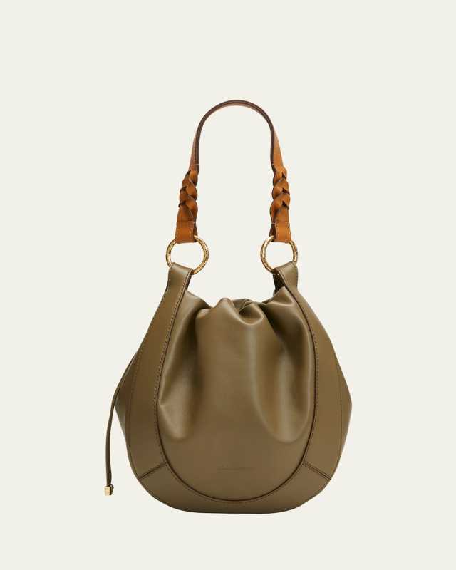 Hilma Drawstring Leather Bucket Bag