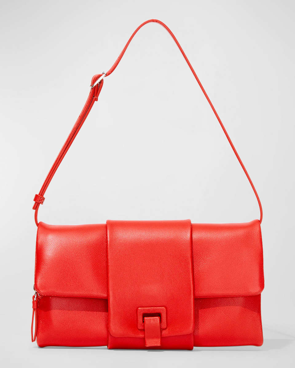 Flip Napa Leather Shoulder Bag