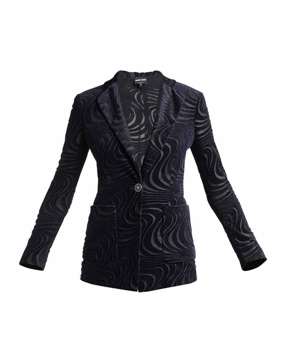 Swirl Jacquard Jersey Single-Breasted Blazer Jacket