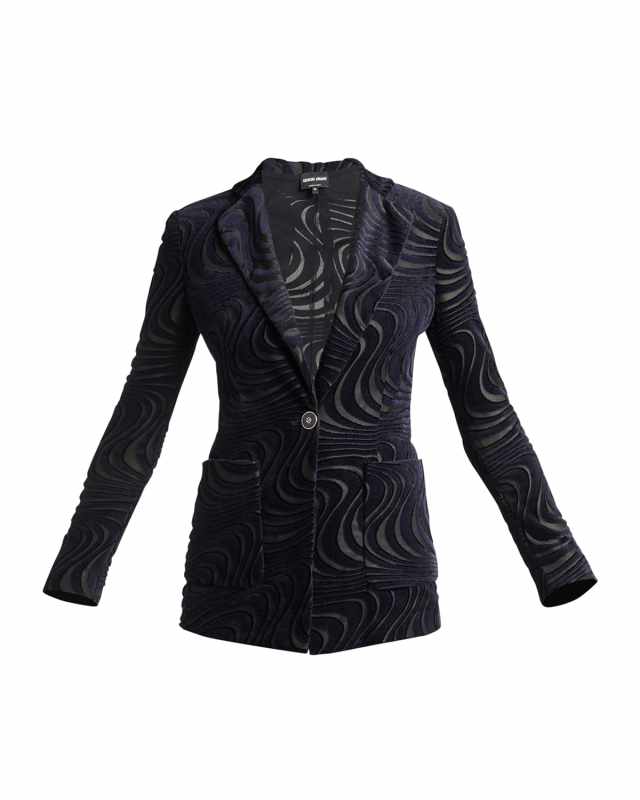 Swirl Jacquard Jersey Single-Breasted Blazer Jacket