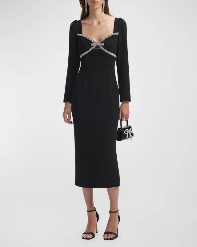 Diamante Bow Sheath Midi Dress