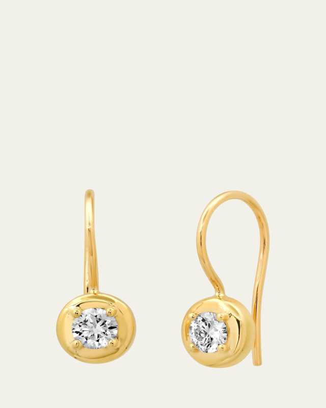 14K Yellow Gold Round Diamond Cloud Drop Earrings